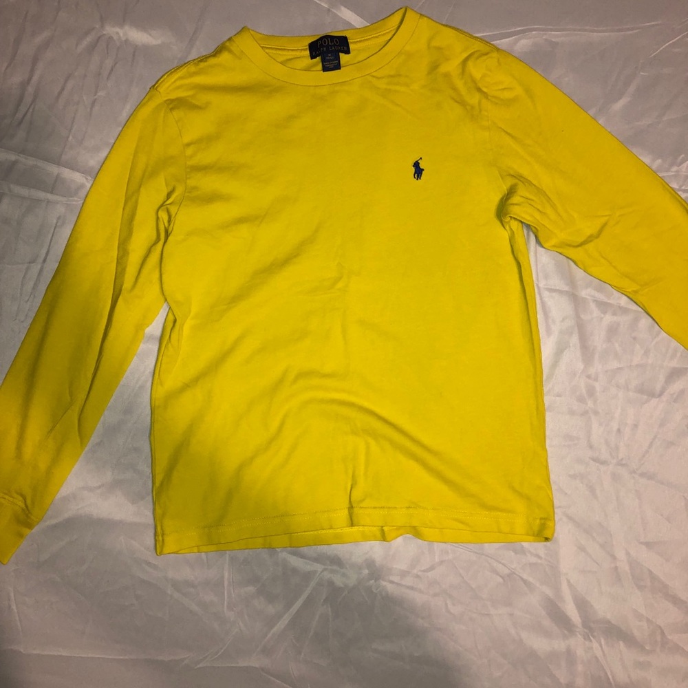 yellow polo long sleeve shirt